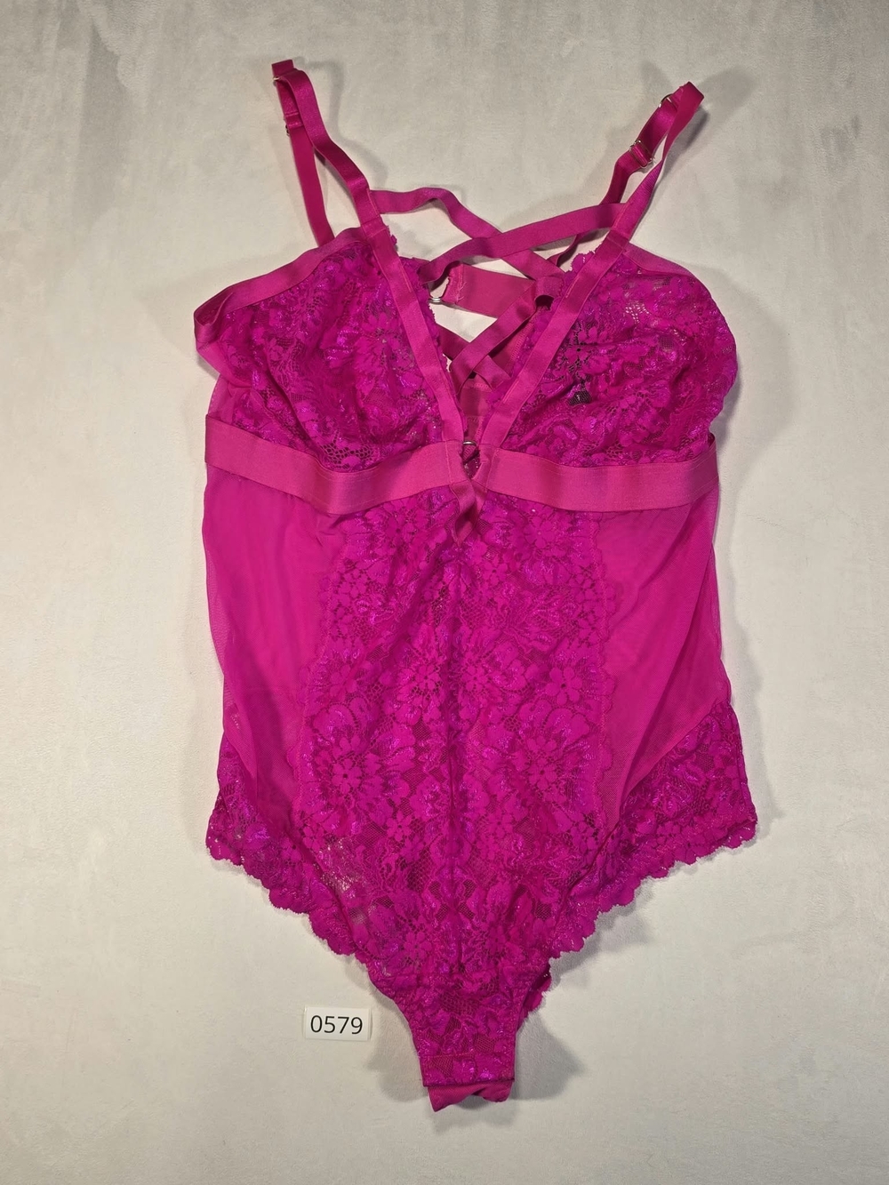TORRID Floral Lace Strappy Bodysuit - Pink Glow NWOT - Picture 2 of 5